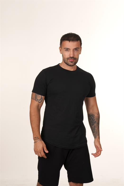 T-SHİRTSiyah Siyah Slim Fit Basic T-SHİRT TB