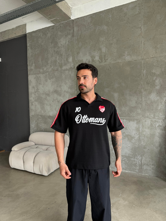 T-SHİRTSiyah Türkiye Ottoman Polo Tişört RSP 1015
