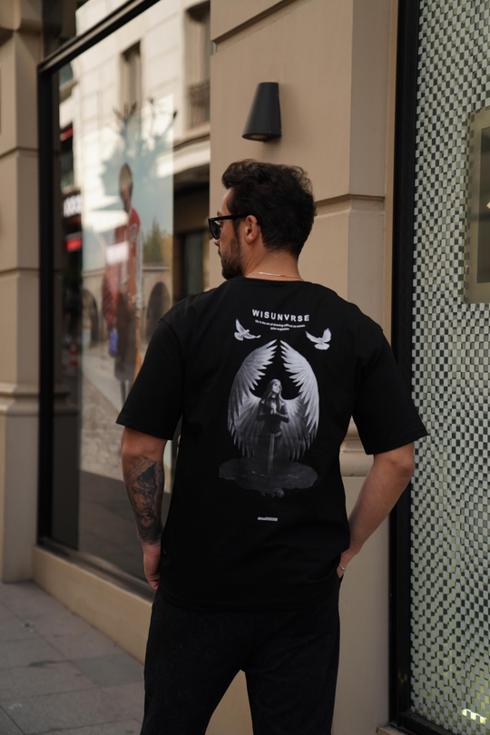 T-SHİRTSiyah Winsunurse Baskılı Oversize T-Shirt TK
