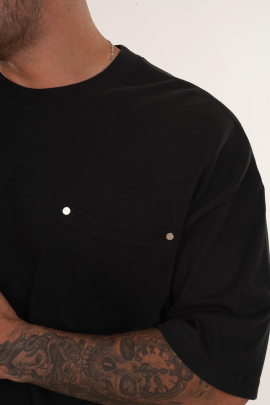 T-SHİRTSiyah Yüksek Kalite Care About Baskılı Oversize T-SHİRT VMS 40449