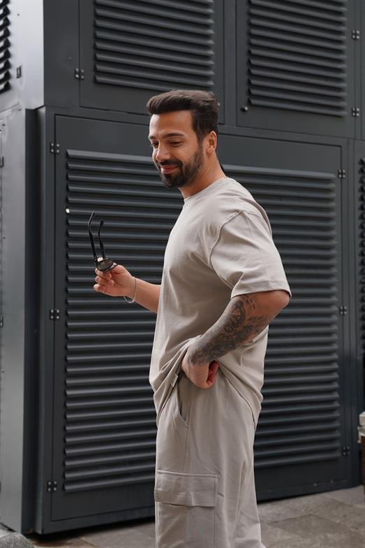 T-SHİRTStandart Gül Kurusu 2 iplik basic oversize t-shirt MHl