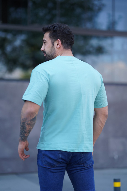 T-SHİRTSu Yeşili Gözlüklü Ayı Baskılı Oversize T-SHİRT