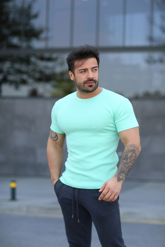 T-SHİRTSu Yeşili İthal Kumaş Basic T-SHİRT
