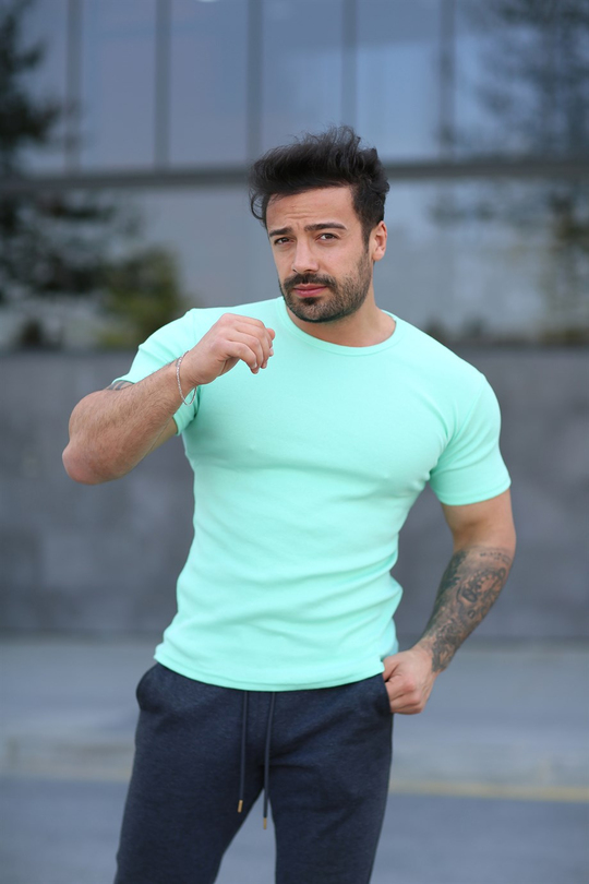 T-SHİRTSu Yeşili İthal Kumaş Basic T-SHİRT