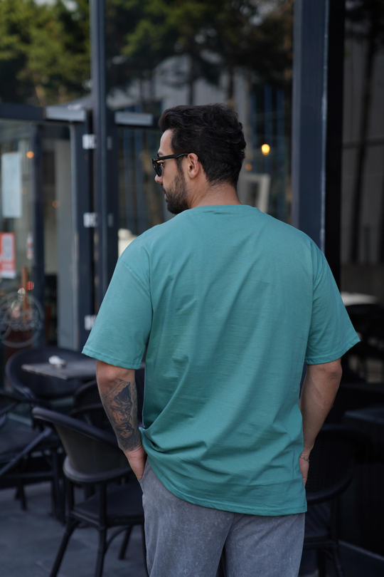 T-SHİRTSuyeşili Oversize T-Shirt TK 1012