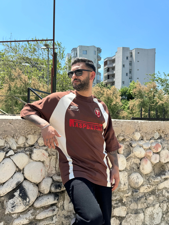 T-SHİRTTaba RASPBERRI Baskılı Parçalı Oversize T-SHIRT PNC 1008