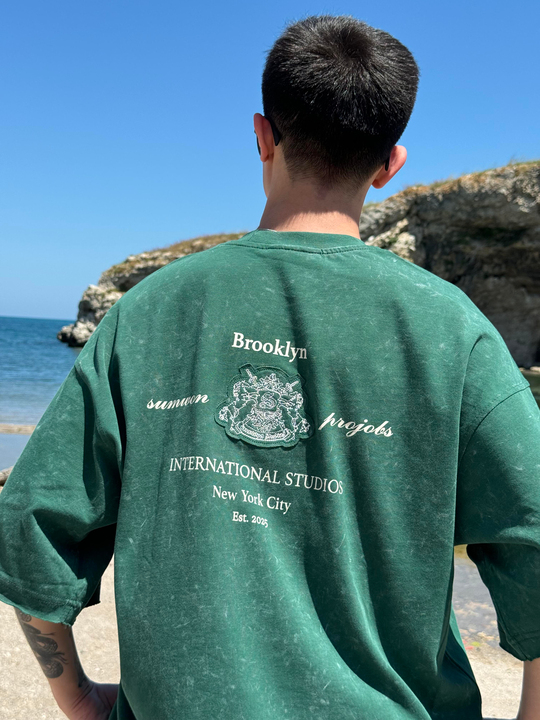 T-SHİRTZümrüt Brooklyn Göğüs Sırt Baskılı Oversize T-SHIRT PNC 8139
