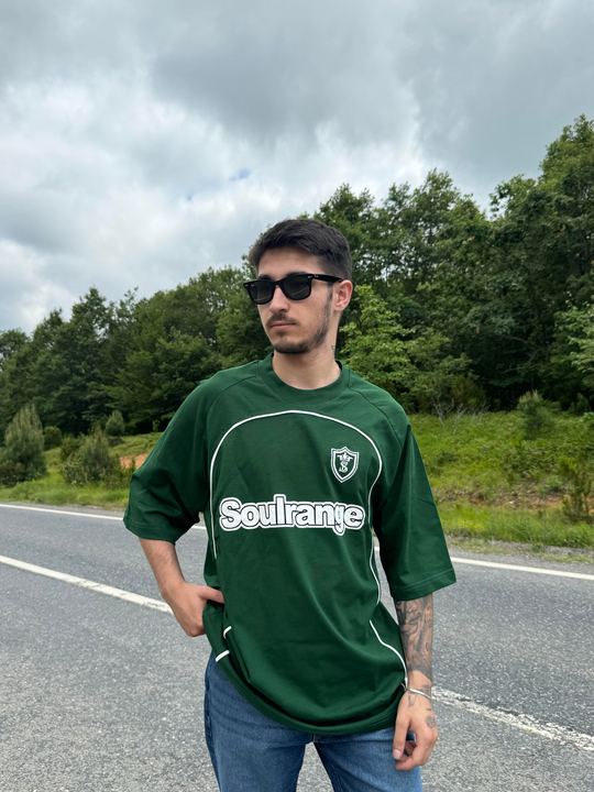 T-SHİRTZümrüt SOULRANGE Baskılı Parçalı Oversize T-SHIRT PNC 1009