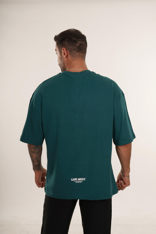 T-SHİRTZümrüt Yüksek Kalite Care About Baskılı Oversize T-SHİRT VMS 40449