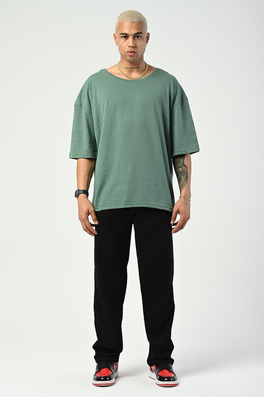 T-SHİRTZümrütyeşil Düz Suprem Oversize T-SHIRT SC