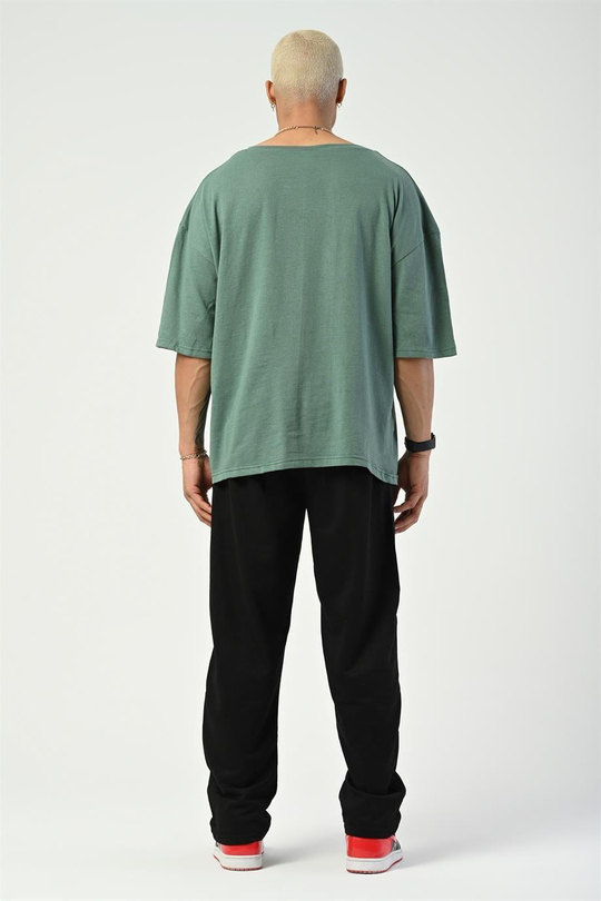 T-SHİRTZümrütyeşil Düz Suprem Oversize T-SHIRT SC