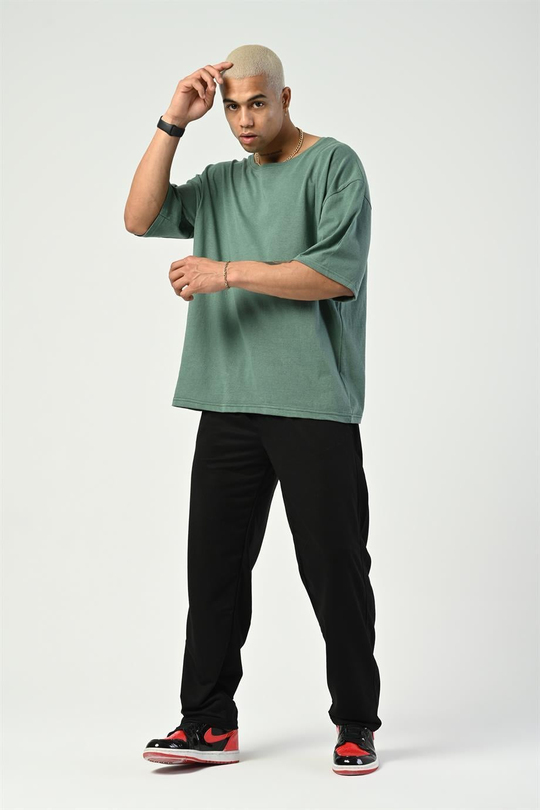 T-SHİRTZümrütyeşil Düz Suprem Oversize T-SHIRT SC
