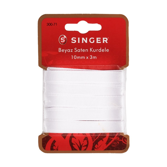 Singer Beyaz Saten Kurdele | 10mm x 3m | 300-71
