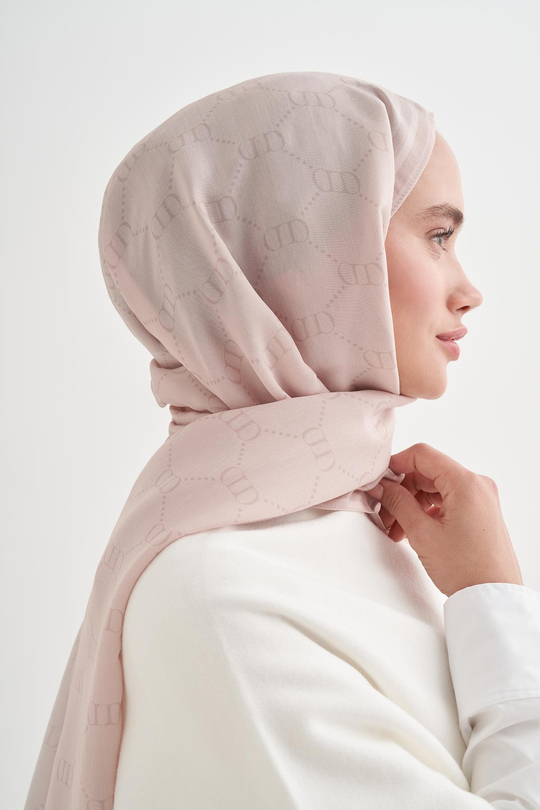 Grace Monogram Floş Şal Krem
