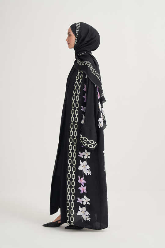 Nora Premium Floş Abaya Siyah