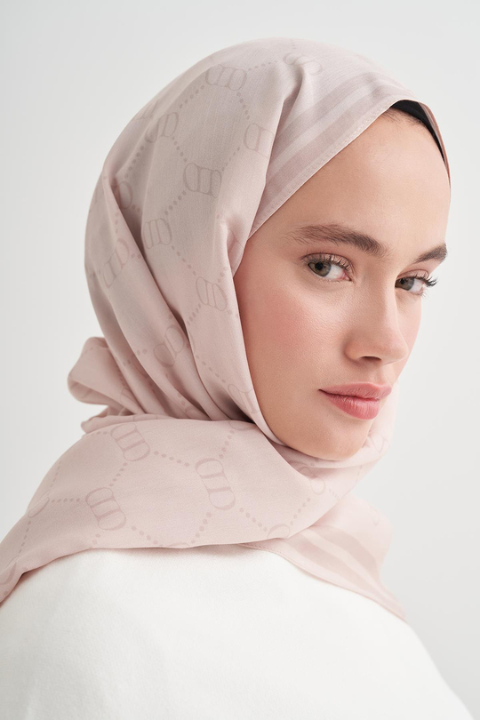 Grace Monogram Floş Şal Krem