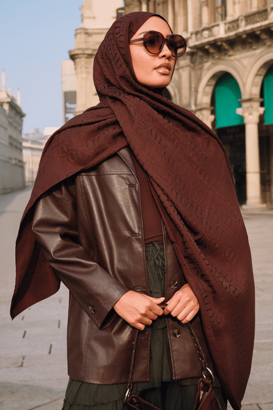 Luxe Desen Liora Pamuk Şal Bordo