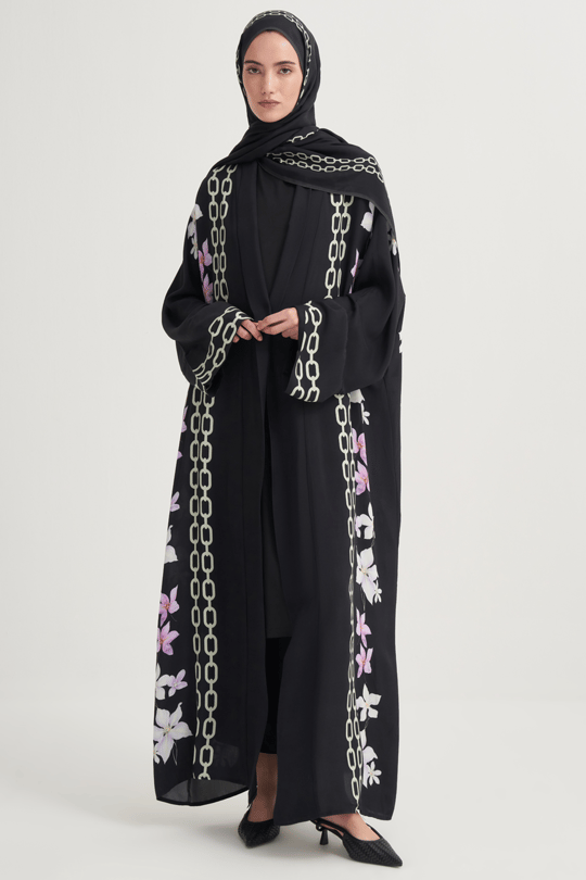 Nora Premium Floş Abaya Siyah