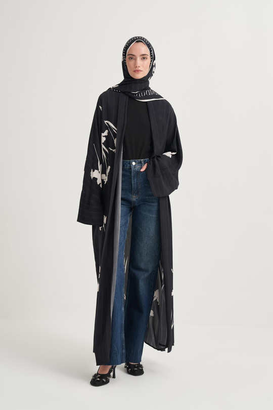 Sira Premium Floş Abaya Siyah