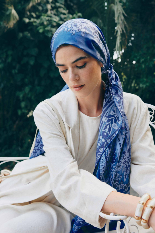 Night İndigo Comfy İpek Şal