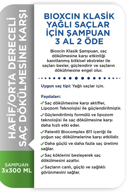 Bioxcin Klasik Yağlı Şampuan 3 Al 2 Öde
