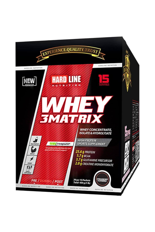 8697448351614 | Hardline Whey 3MATRIX Çilekli Saşe 30 gr*15 Adet=450 gr | KozmovitalWhey ProteinHardlineHardline Whey 3MATRIX Çilekli Saşe 30 gr*15 Adet=450 gr