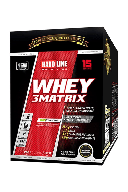 8697448351621 | Hardline Whey 3MATRIX Muzlu Saşe 30 gr*15 Adet=450 gr | KozmovitalWhey ProteinHardlineHardline Whey 3MATRIX Muzlu Saşe 30 gr*15 Adet=450 gr