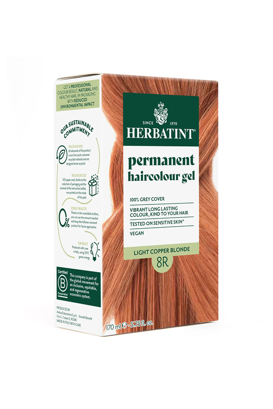 Saç BoyalarıHerbatintHerbatint Bitkisel Özlü Kalıcı Saç Boyası | Açık Bakır Kumral (Light Copper Blonde 8R) 170 ml