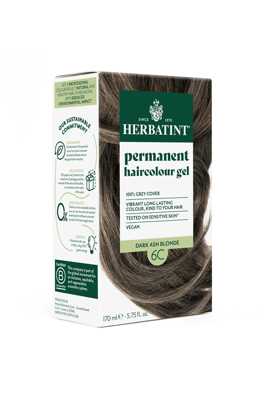 Saç BoyalarıHerbatintHerbatint Bitkisel Özlü Kalıcı Saç Boyası | Koyu Küllü Kumral (Dark Ash Blonde 6C) 170 ml