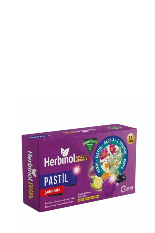 Herbinol Cistus Aronia Şekersiz Pastil 16 Adet | KozmovitalBitkisel ÜrünlerFocus PharmaHerbinol Cistus Aronia Şekersiz Pastil 16 Adet
