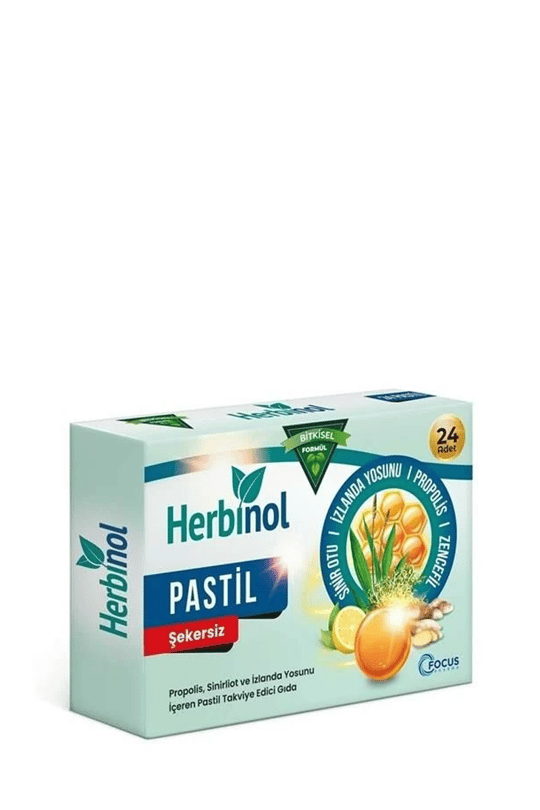 Herbinol Propolis, Sinirliot ve İzlanda Yosunu Pastil 24 Adet | KozmovitalBitkisel ÜrünlerFocus PharmaHerbinol Propolis, Sinirliot ve İzlanda Yosunu Pastil 24 Adet