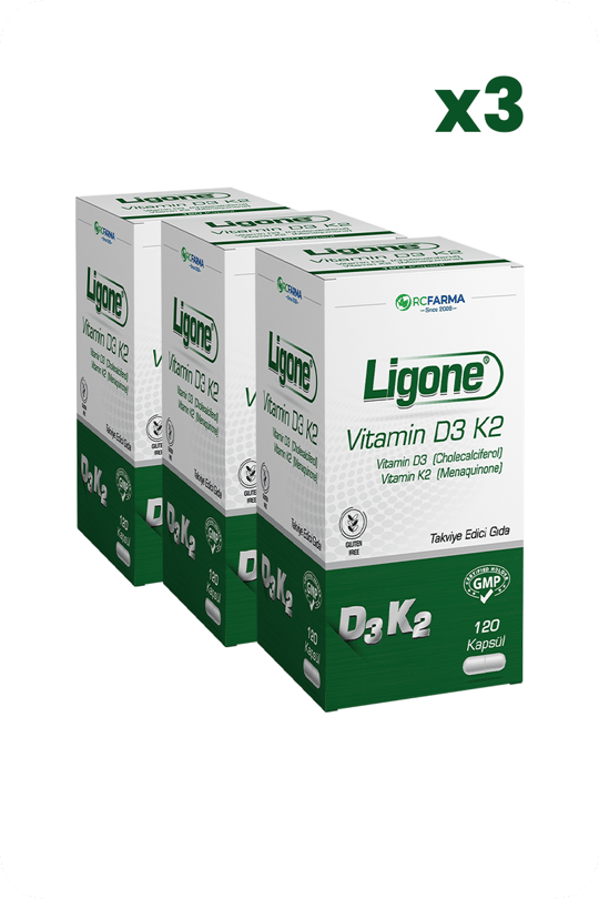Bitkisel ÜrünlerRc FarmaLigone Vitamin D3 K2 120 Kapsül x3 Adet