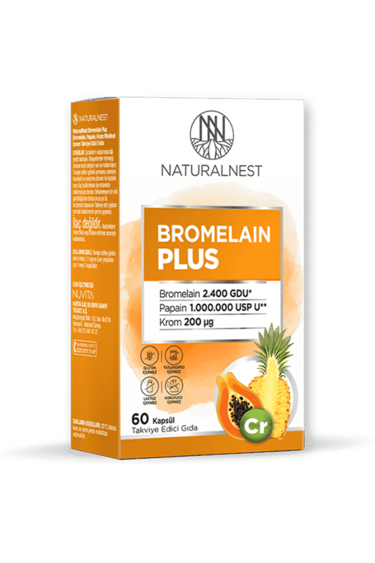 Билкови продуктиNaturalNestNaturalnest Bromelain Plus 60 Kapsül