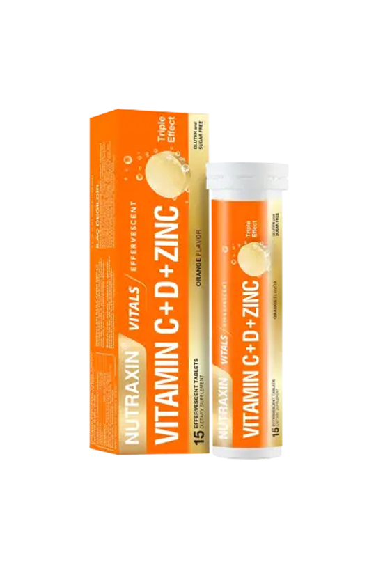 Nutraxin Efervesan Vitamin C D Zinc 15 Tablet | KozmovitalVitamin / MultivitaminNutraxinNutraxin Efervesan Vitamin C D Zinc 15 Tablet