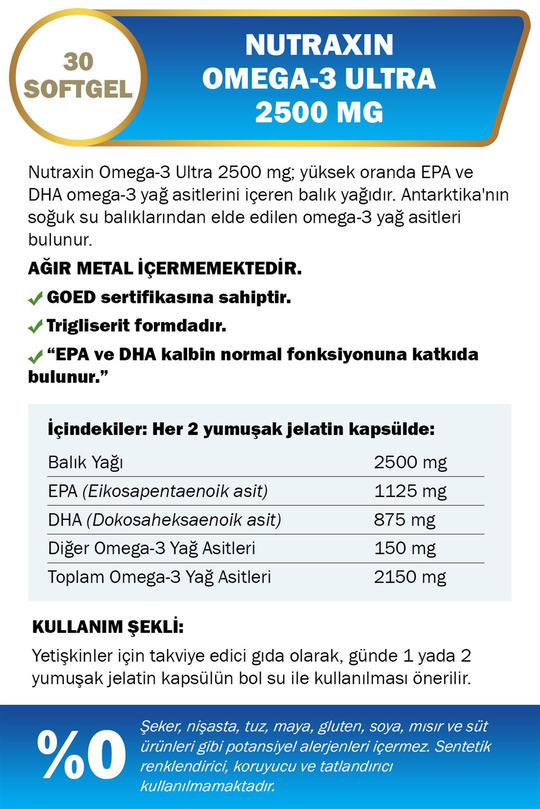 Nutraxin Omega 3 Ultra 2500 mg 30 Softjel