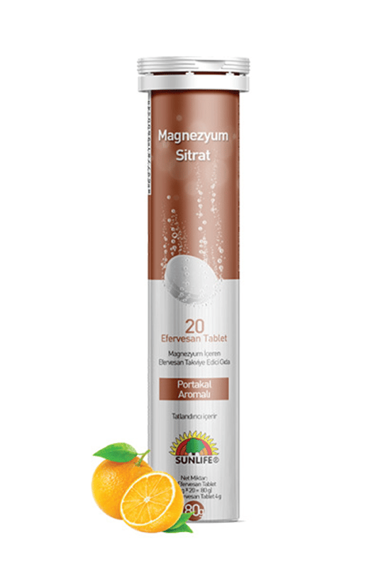 8697781960436 | Sunlife Magnezyum Sitrat Efervesan 20 Tablet | KozmovitalVitamin / MultivitaminSunlifeSunlife Magnezyum Sitrat Efervesan 20 Tablet