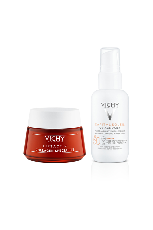 Vichy Liftactiv Collagen Specialist Gündüz Kremi 50 ml + Vichy Capital Soleil UV Güneş Kremi SPF 50 40 ml Paketi | KozmovitalYüz BakımıVichyVICHY LIFTACTIV COLLAGEN DAY CREAM 50 ML + VICHY CAPITAL SOLEIL AGE DAILY UV SPF50 40 ML PAKETİ 