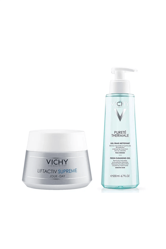 Vichy Purete Thermale Fresh Cilt Temizleyici Jel 200 ml + Vichy Liftactiv Supreme PNM 50ml Paketi | KozmovitalYüz BakımıVichyVichy Purete Thermale Fresh Cilt Temizleyici Jel 200 ml + Vichy Liftactiv Supreme PNM 50ml Paketi