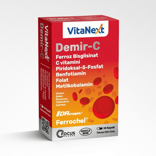 Vitanext Demir-C 30 Kapsül | KozmovitalMinerallerFocus PharmaVitanext Demir-C 30 Kapsül