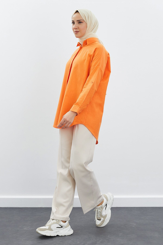 Basic Oversize Gömlek Turuncu