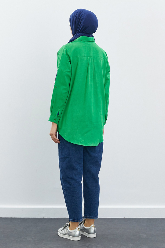 Basic Oversize Gömlek Yeşil