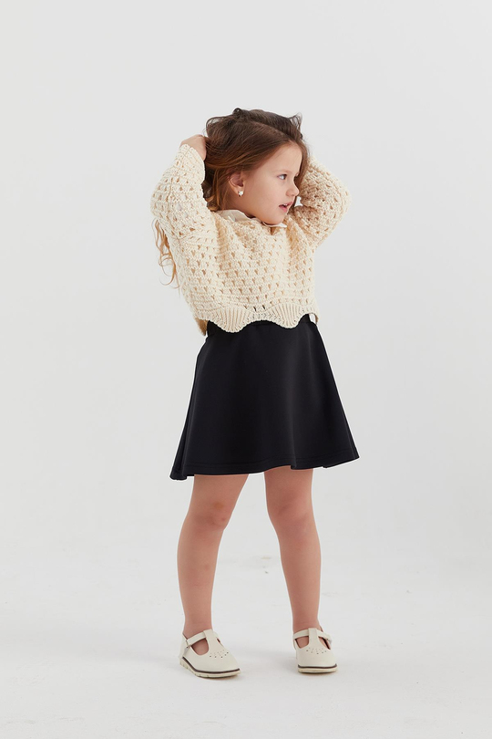 Çocuk Crop Triko Ekru