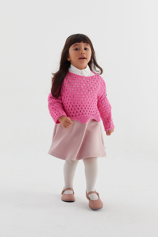 Çocuk Crop Triko Pembe