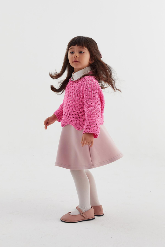 Çocuk Crop Triko Pembe