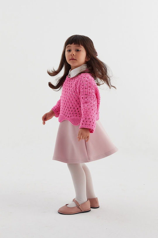 Çocuk Crop Triko Pembe