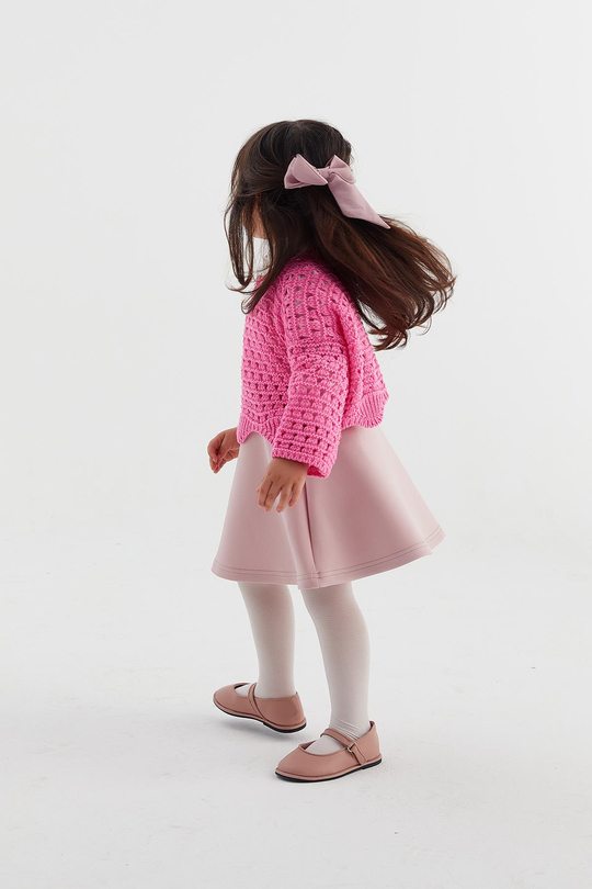 Çocuk Crop Triko Pembe