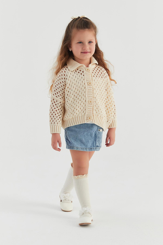 Çocuk Triko Hırka Ekru