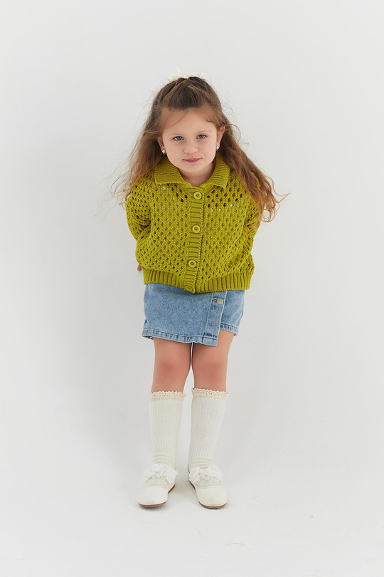 Çocuk Triko Hırka Yağ Yeşili