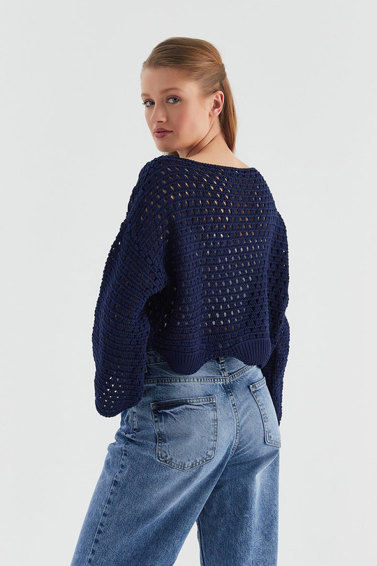 Crop Triko Kazak Lacivert