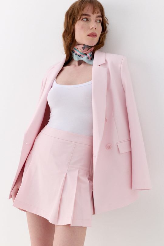 Kuşak Detaylı Blazer Ceket Pembe